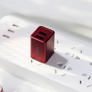 京东京造  苹果充电器 双口USB旅行充电器 2.4A快速充电 支持苹果安卓手机平板 酒红色