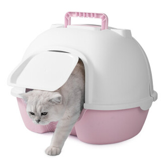 洁客（Drymax)后掀式封闭猫砂盆京东专享款宠物用粉色猫厕所