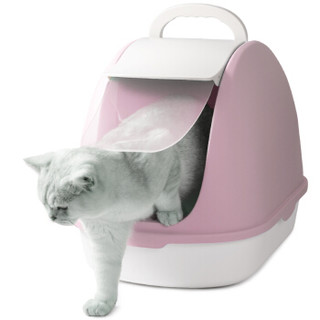 洁客（Drymax)前掀式封闭猫砂盆京东专享款宠物用粉色猫厕所