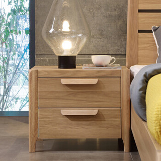 A家家具 床头柜 现代简约 Y030 棕色 板木结合 55*40*45cm