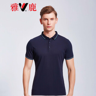 雅鹿 POLO衫男  2019新品春夏商务休闲开襟纯色修身短袖男装上衣男LZ-2758 黑色 S