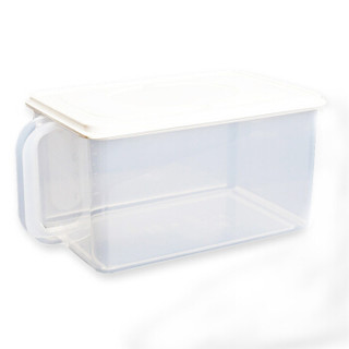 日本进口 inomata厨房食物收纳盒保鲜密封盒带把手 干货收纳储物盒 密封防水防潮收纳盒1个盖子白色