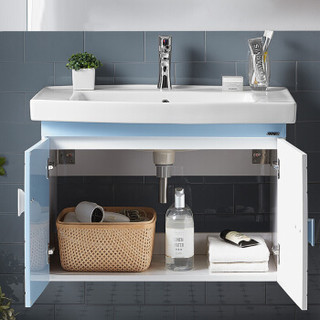 箭牌（ARROW）AEC8G3218-A 现代简约实木浴室柜 浴室柜组合洗脸盆实木柜套餐-含龙头配件