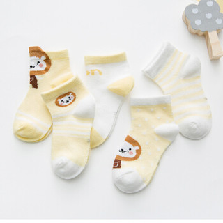 朵熙儿 Dorsill 5双装 儿童袜子薄款婴儿宝宝短袜男童女童中大童透气网眼棉袜夏季 皮粉猪网眼袜 M(3-5岁)