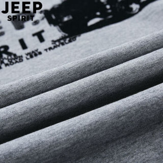 吉普 JEEP 长袖T恤男 2019春季新款男士圆领套头卫衣打底衫男装上衣印花体恤 LS15004 灰色 M