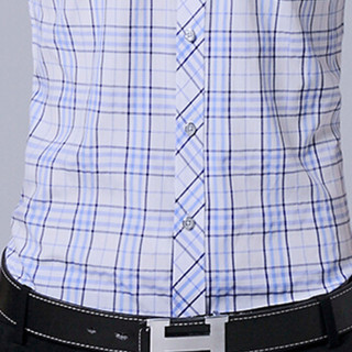 猫人（MiiOW）短袖衬衫2019夏季新款男士休闲百搭格子短袖衬衣QT2022-D90浅蓝格子4XL
