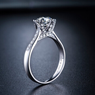 商品鑫万福 白18k金钻戒钻石结婚求婚戒指经典六爪女戒