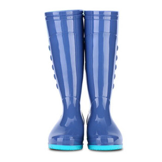 纪维希（jiweixi）雨靴 耐磨防滑防水工作鞋男女高筒套脚胶鞋 JWX1003 高筒蓝色 39