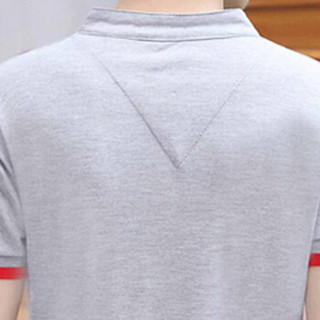 金盾（KIN DON）短袖T恤 2019夏季新款男士休闲立领纯色短袖T恤QT809-T179浅灰色M