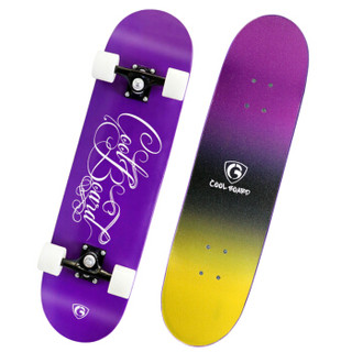 COOL BOARD专业滑板 初学者青少年公路刷街成人儿童男女生闪光轮四轮双翘滑板车  魅力紫-闪光轮