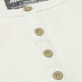 AK男装 （AKSERIES）复古竹节螺纹布亨利领长袖T恤1809202 米白 S