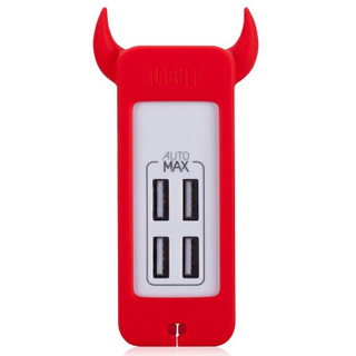 摩米士（MOMAX）小牛智能数码充电器 25W大功率4口USB充电器 适用于手机/平板电脑/数码设备快速充电 红色