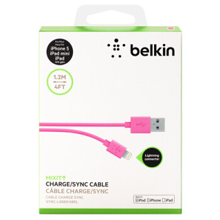 贝尔金（BELKIN）苹果MFI认证 Lightning接口充电线 适用于iPhoneXs Max/XR/X/8/7/iPad Pro 粉色 1.2米