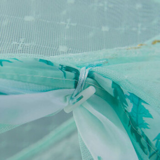 迎馨家纺 升级版加高三开门蕾丝花边蒙古包蚊帐 可挂电扇 水蓝色 1.5米床