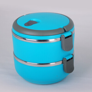 邦格尼（bungni）圆形密封 便当盒 保温饭盒 1400ml 蓝色