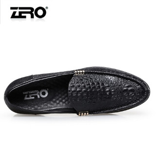 ZERO 男士商务休闲鳄鱼纹头层牛皮套脚皮鞋 F5220