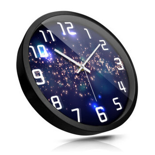 Momen 摩门 挂钟 客厅钟表创欧式意个性时钟银河石英钟14英寸 HJ0021 金属黑