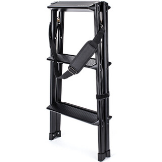 云腾（YUNTENG）梯凳 多功能家用人字梯折叠梯子商用摄影梯子加宽加厚 黑色(三步高0.8米)载重150kg
