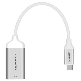 摩米士MOMAX Type-C转HDMI转换器USB-C扩展转接头4K投屏支持苹果MacBook华为P30连接电视投影仪 银色