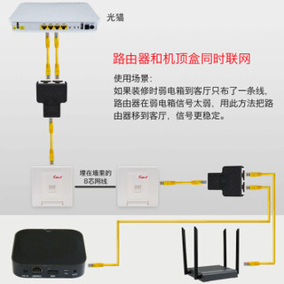 礼嘉（LIJIA）LJ-H812T 网线分线器一分二同时上网连接器家用 iptv宽带网络分线器RJ45三通转接头(黑色一对)