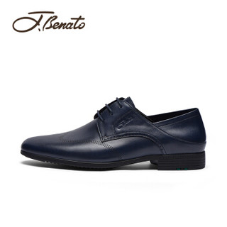 宾度（J.Benato）男鞋男士皮鞋简约商务正装鞋布洛克英伦舒适婚鞋 蓝色 39