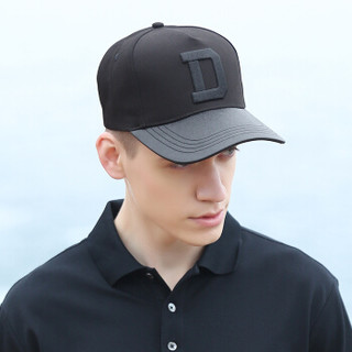 帝卡简嘉棒球帽子男士韩版时尚纯色D字款遮阳鸭舌帽WGSB181042 黑色 可调节