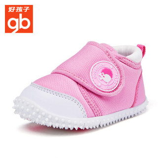 好孩子（gb）童鞋学步鞋儿童鞋婴儿软底防滑宝宝鞋 17FW001 粉红色 22码/鞋内长140