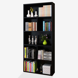 香可 书柜书架5层收纳柜加宽加高简易储物柜文件柜储物架黑胡桃