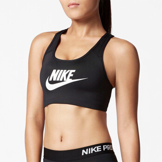 NIKE 耐克 女子 训练 弹力 内衣  SWOOSH FUTURA BRA 运动 健身 紧身 文胸 899371-010 黑色 M码