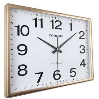 康时达（COMSIDA）挂钟客厅钟表静音卧室简约时钟大气方形挂表石英钟3111金色