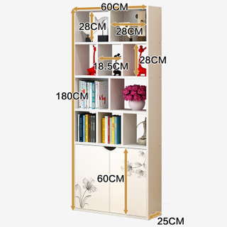 蔓斯菲尔（MSFE）书柜书架落地带门层架展示架置物架 1.8米暖白色