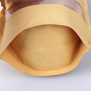 侑家良品 自立式加厚牛皮纸自封袋 茶叶袋包装袋 瓜子密封袋 可视款16*26+4cm 50个