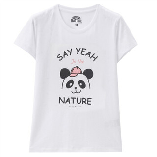 佐丹奴（Giordano） 女装T恤 彼尔梦T恤熊猫系列印花短袖T恤13398204 51标志白色 加大码(170/88A)