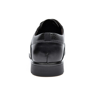 JINHOU 金猴 男士系带冲孔凉鞋 时尚透气商务皮鞋 Q35118A 黑色 42码
