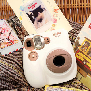 富士一次成像相机（instax）mini7C 相机 奶咖色实用套装（含20张相纸）