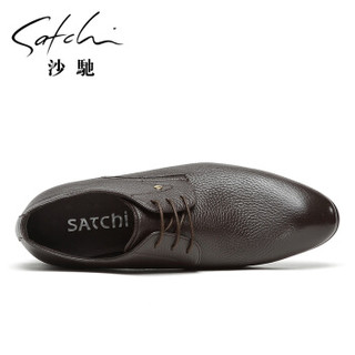SATCHI 沙驰 男士商务正装鹿皮舒适系带皮鞋 65821001Z
