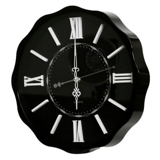 明珠星挂钟 14寸客厅钟表现代简约静音钟时尚个性立体数字时钟卧室石英钟挂表PW259黑色