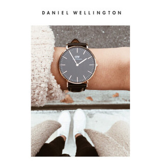 Daniel Wellington DanielWellington）DW表带18mm皮质玫瑰金针扣女款DW00200041（适用于36mm表盘系列）