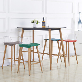 百思宜 现代时尚创意休闲椅子简约设计酒吧椅吧台椅家用高脚餐桌椅子 蓝色
