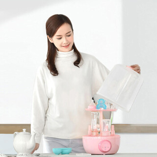 考拉妈妈（kolamama）奶瓶消毒器带烘干二合一多功能宝宝蒸汽奶瓶消毒锅婴儿消毒柜 粉色
