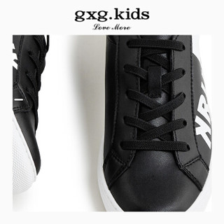 gxg kids X KRUNK18春新款童装鞋子套脚黑色男童休闲鞋板鞋潮 黑色 110