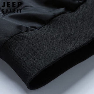 吉普 JEEP 吉普飞行员夹克男士韩版潮流棒球领外套青年时尚修身棒球服上衣 RSC015 黑色 L