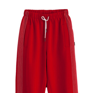pass2019春装街头运动裤女潮红色休闲束脚裤宽松裤子学生潮 大红色 m