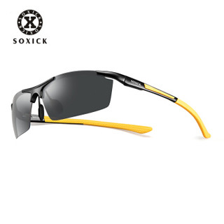 索西克 SOXICK 墨镜男运动偏光太阳镜自营 驾驶镜眼镜3618-3 黄色