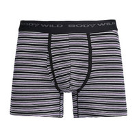 BODYWILD 男士内裤 舒适棉质 条纹中腰平角内裤 ZBN23LN3 黑色 180 (黑色、180、平角裤、棉质)