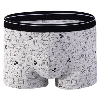  雪中飞 SNOWFLYING 男士内裤男平角短裤冰丝感透气性感大码青年中腰U凸四角裤头 4条盒装抽象图案 黑色系 170(L)