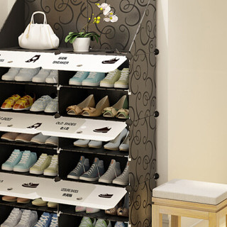 奈高塑料鞋柜简约大容量防尘多功能家用省空间鞋柜门厅柜2列6带置物架   950*370*1480