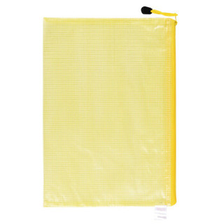天章办公(TANGO) 探戈A5防水网格文件袋/PVC网格拉链袋/资料袋 12个/包 黄色