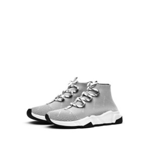 KEDDO 女士时尚针织运动弹力平底乾隆袜子休闲单鞋CN890123/01 灰色 37