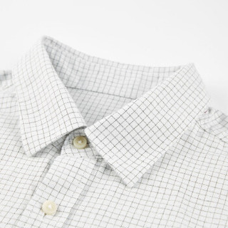 海澜优选格纹长袖衬衫有型商务休闲衬衣男士FNEAJ38013A本白格纹（31）165/84A(S)